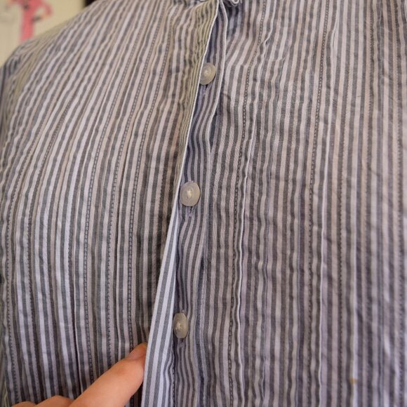 "Coverse One Star" Blouse, Border Print Pleated Cotton, Sz. Small - Picture 2 of 5